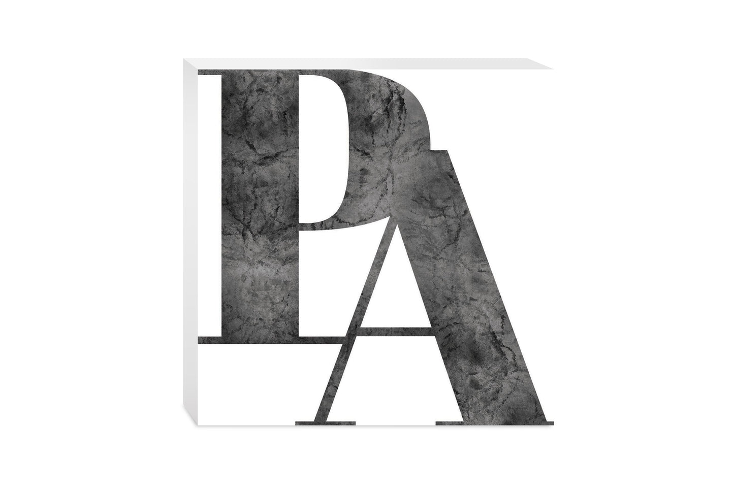 Minimalistic B&W Pennsylvania White Initials | Wood Block | Eaches | Min 2