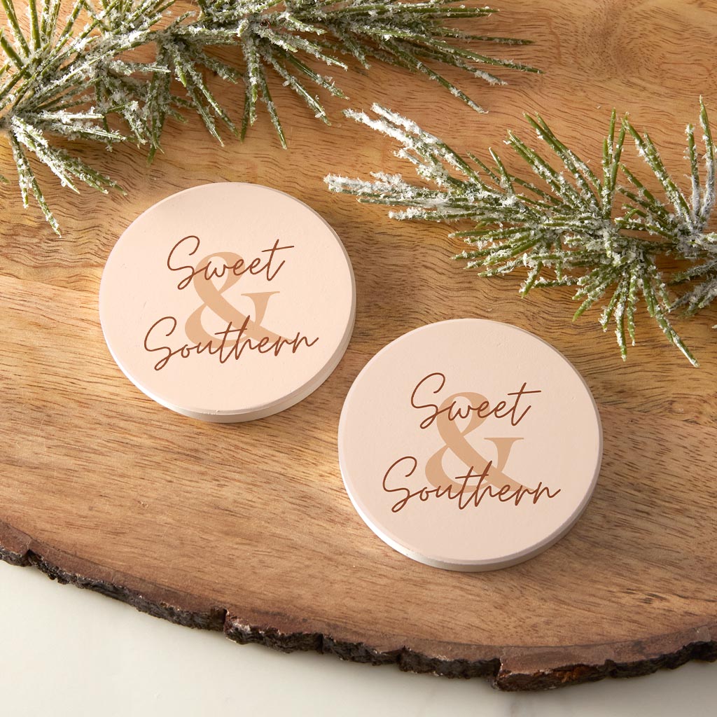 Modern Minimalist Texas Sweet Southern| Absorbent Car Coasters | Set of 2 | Min 4