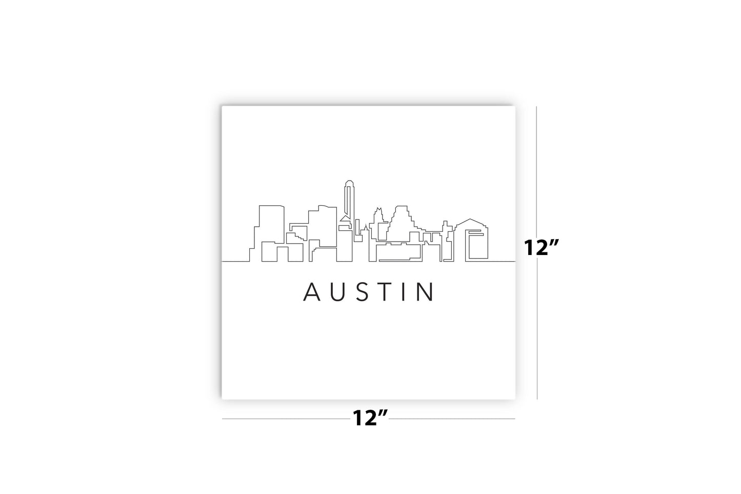 Minimalist B&W Texas Austin Skyline | Wood Sign | Eaches | Min 2