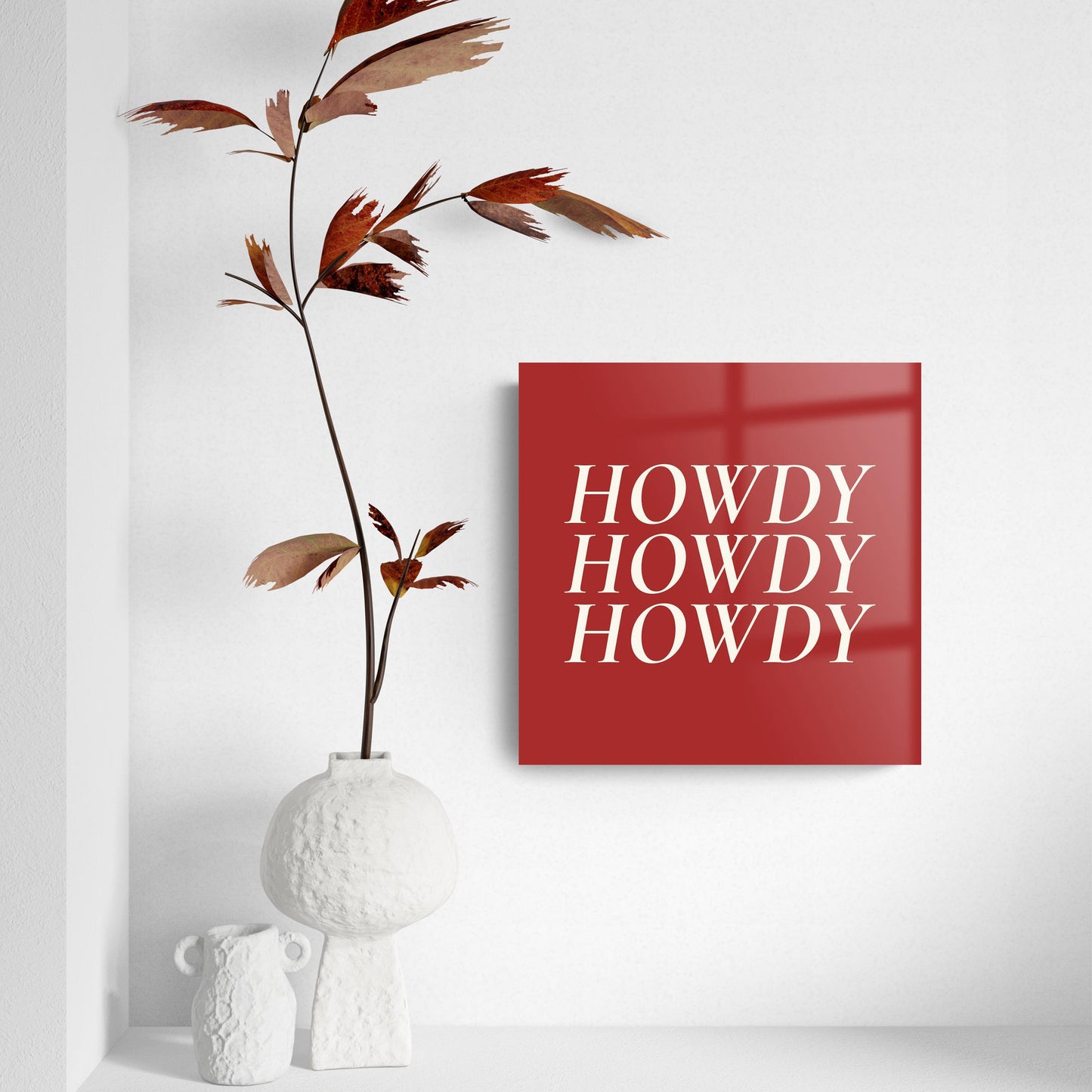Modern Minimalist Texas Colors Howdy | Hi-Def Glass Art | Eaches | Min 2