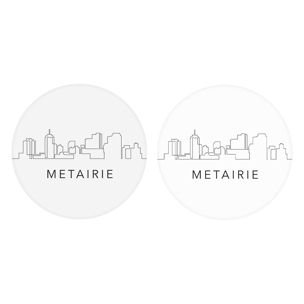 Modern Louisiana Metairie City Line Drawing | Absorbent Car Coasters | Set of 2 | Min 4