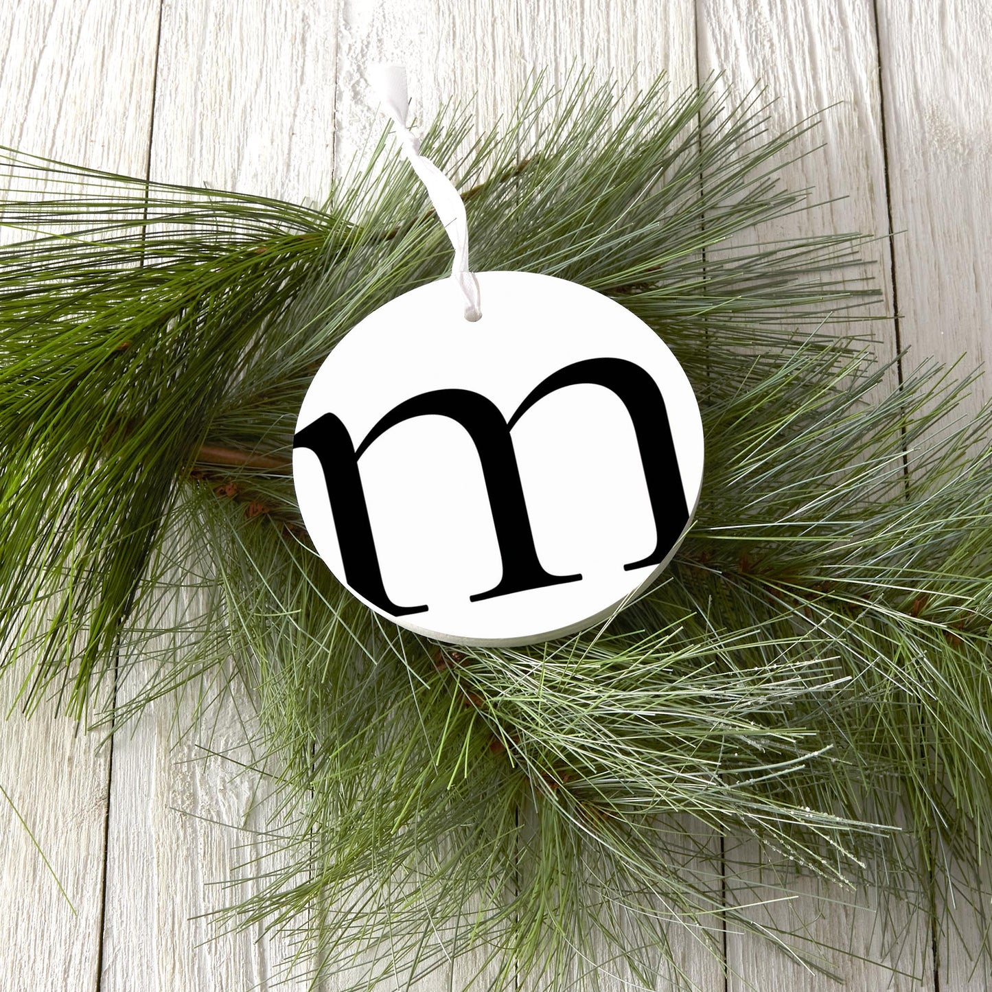 Minimalist Monogram M| Wood Ornament | Eaches | Min 6