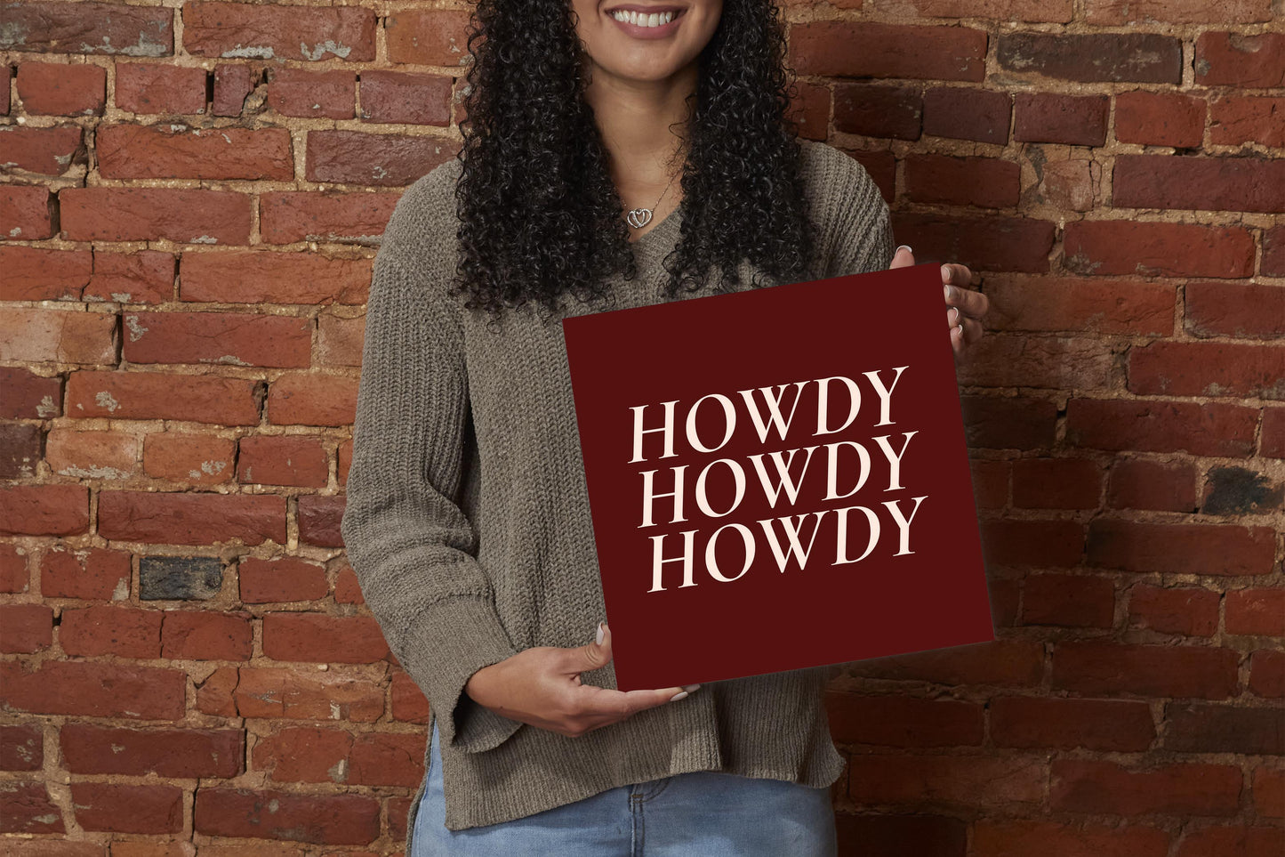 Modern Minimalist Texas Maroon Howdy | Wood Sign | Eaches | Min 2