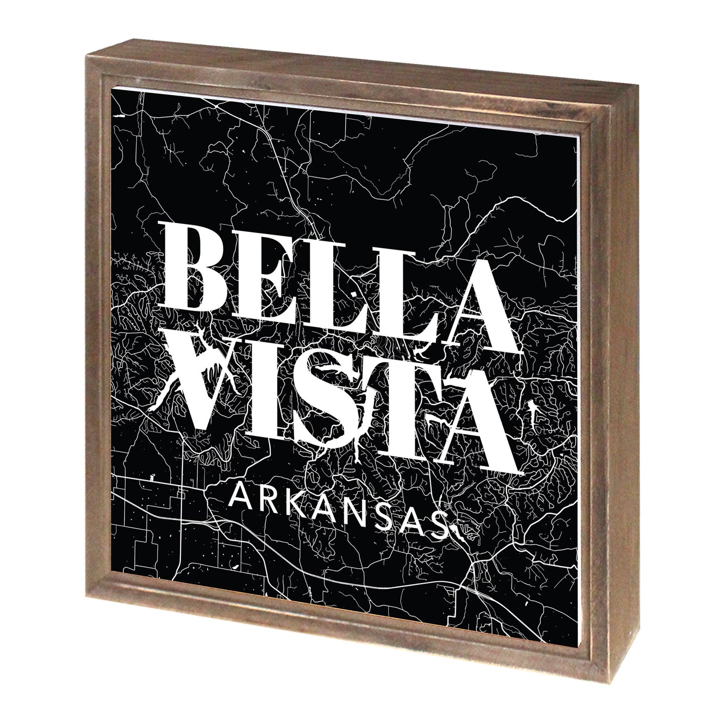 Minimalist B&W Arkansas Bella Vista Map State | Wood Sign | Eaches | Min 1