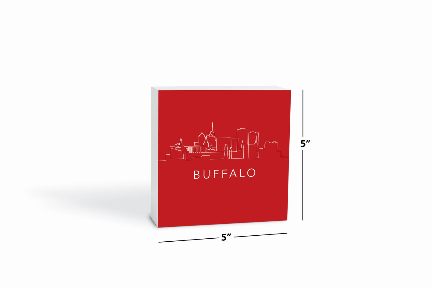 Red White And Blue New York Buffalo Skyline | Wood Block | Eaches | Min 4