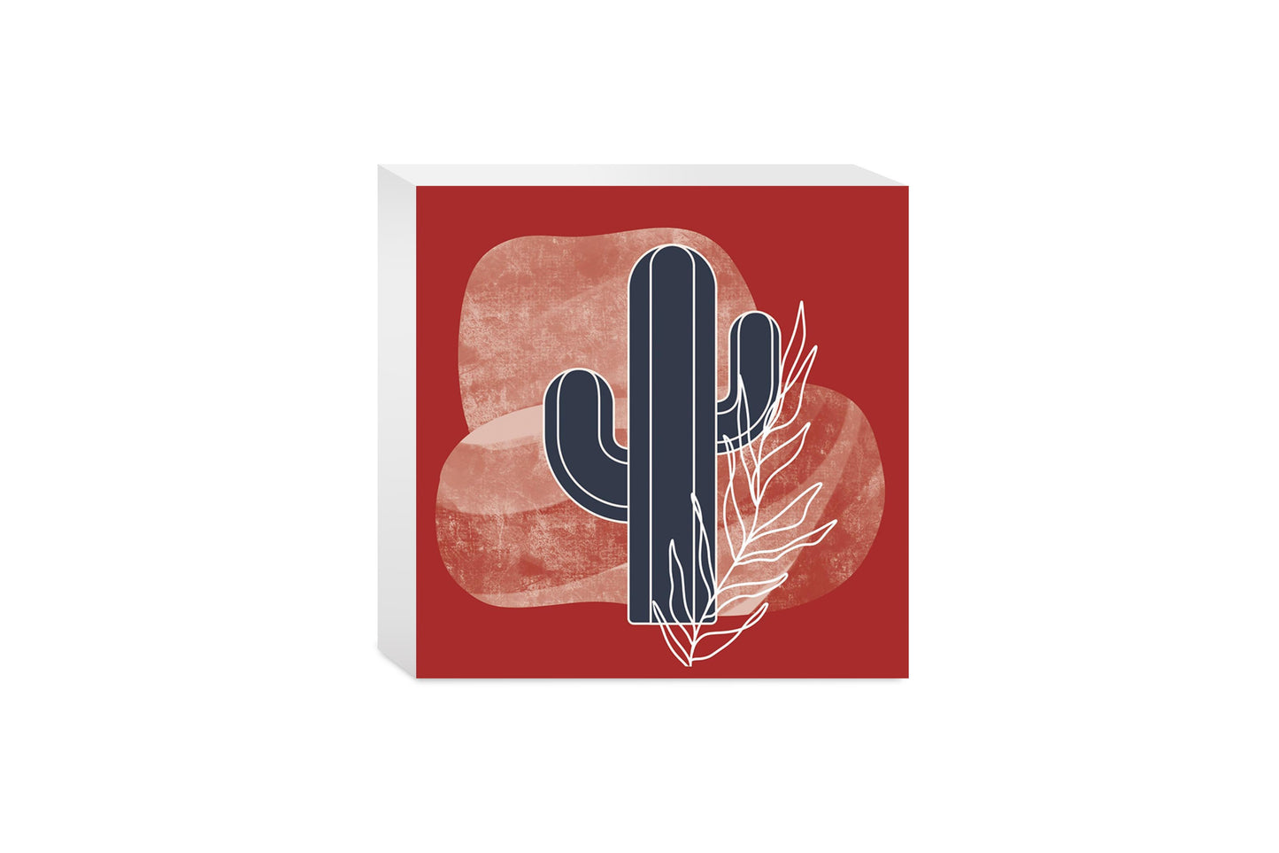 Modern Minimalist Texas Colors Cactus | Wood Block | Eaches | Min 4