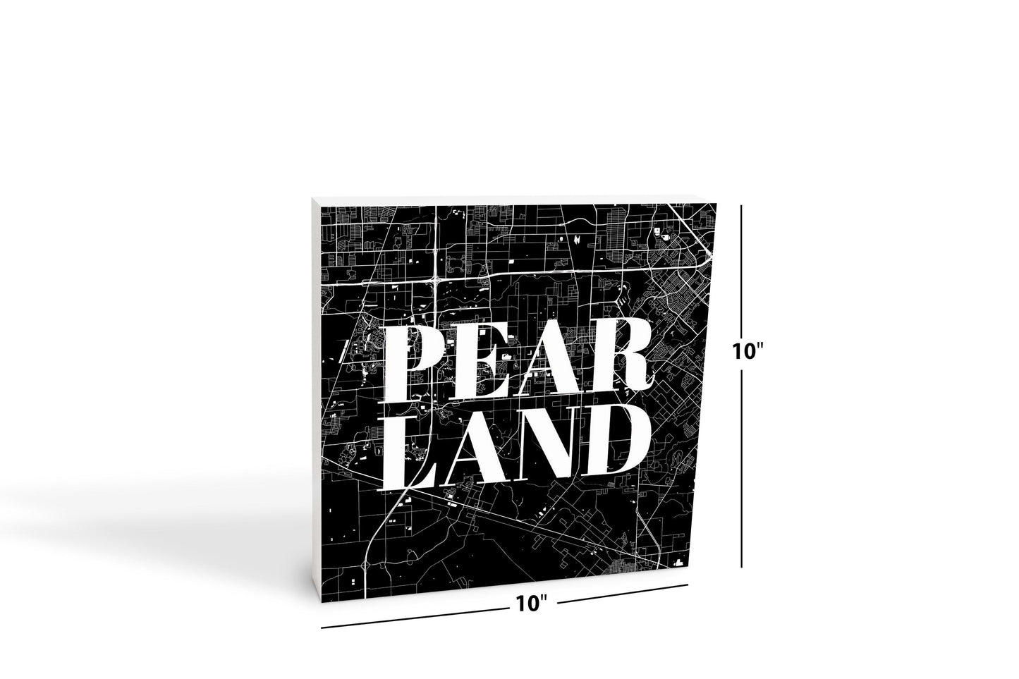 Minimalistic B&W Texas Pearland City Map | Wood Block | Eaches | Min 2
