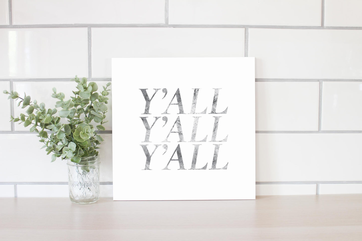 Minimalistic B&W Texas Textured Yall | Wood Sign | Eaches | Min 2