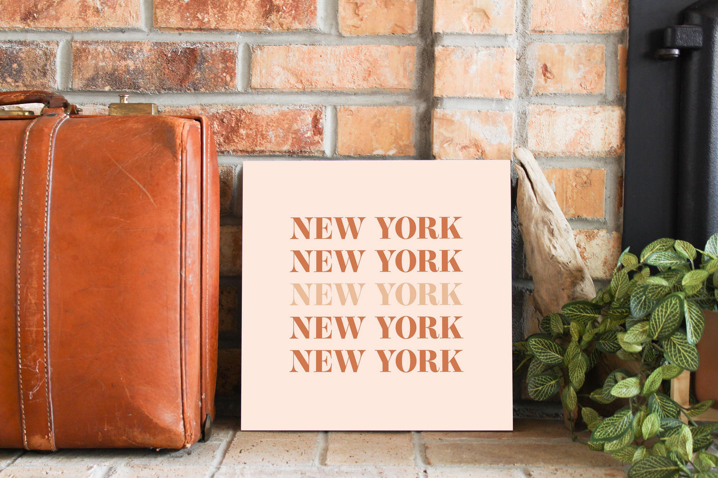 Modern Minimalist New York Repeated Light | Wood Sign | Eaches | Min 2