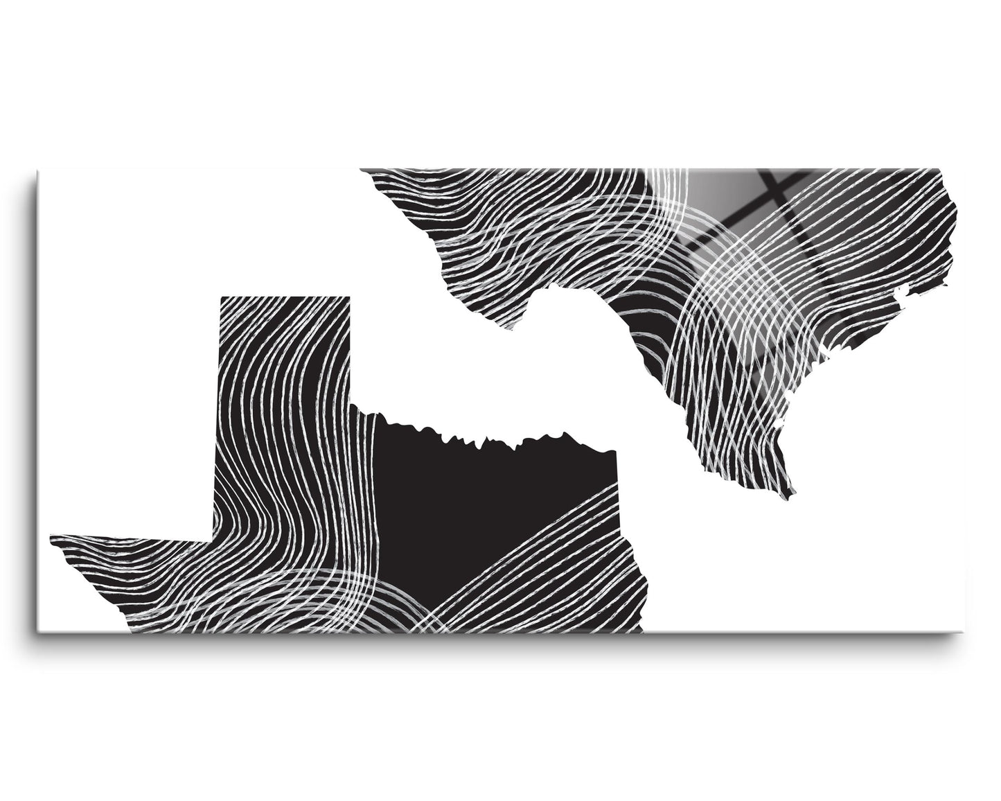 Modern Texas State Shape With Fluid Lines | Hi-Def Glass Art | Eaches | Min 2