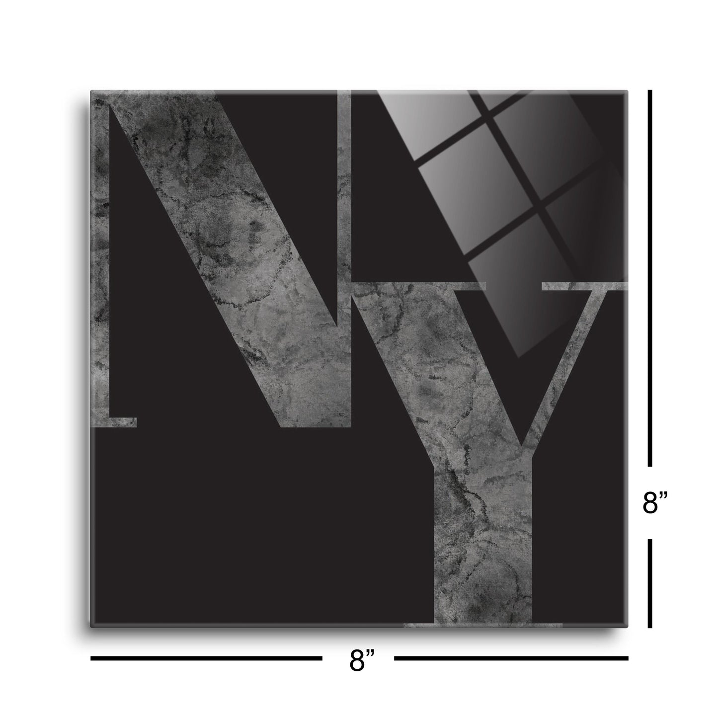 Minimalistic B&W New York Black Initials | Hi-Def Glass Art | Eaches | Min 2