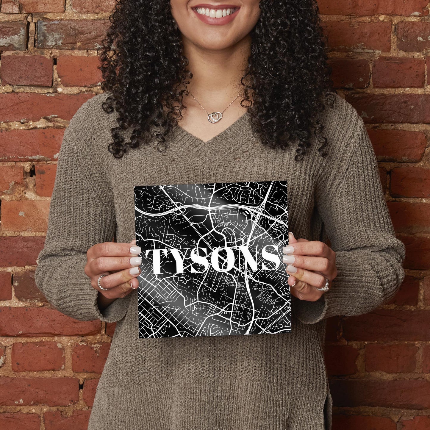 Minimalistic B&W Virginia Tysons Map | Hi-Def Glass Art | Eaches | Min 2