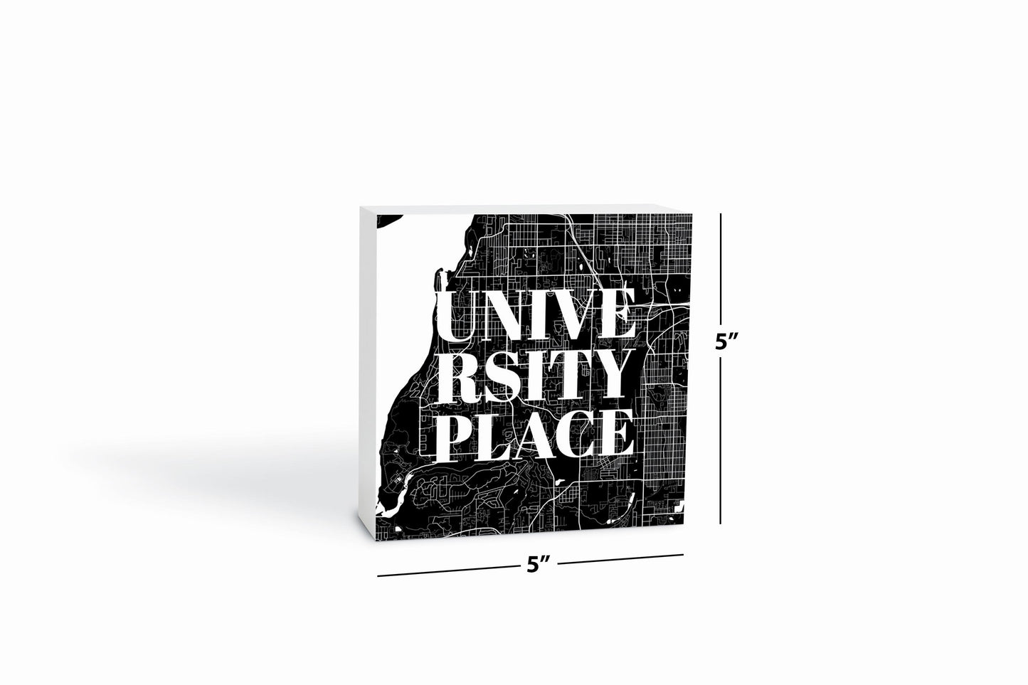 Minimalistic B&W Washington University Place Map | Wood Block | Eaches | Min 4