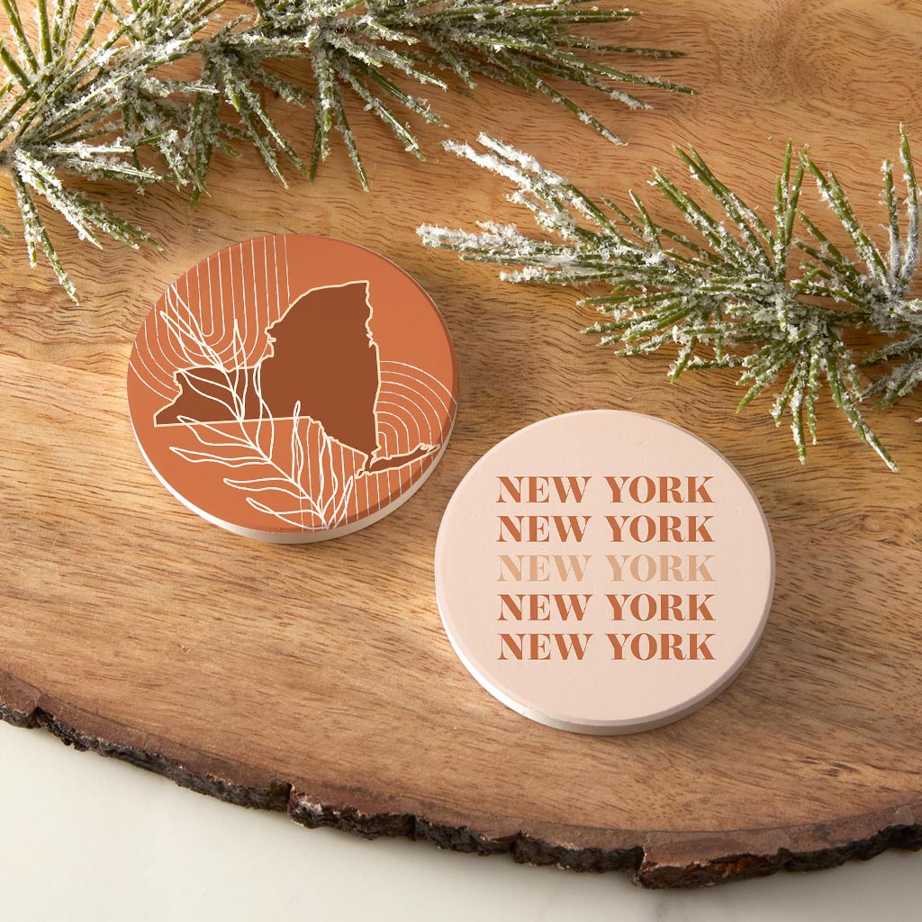 Modern Minimalist New York Shape Ny Light| Absorbent Car Coasters | Set of 2 | Min 4