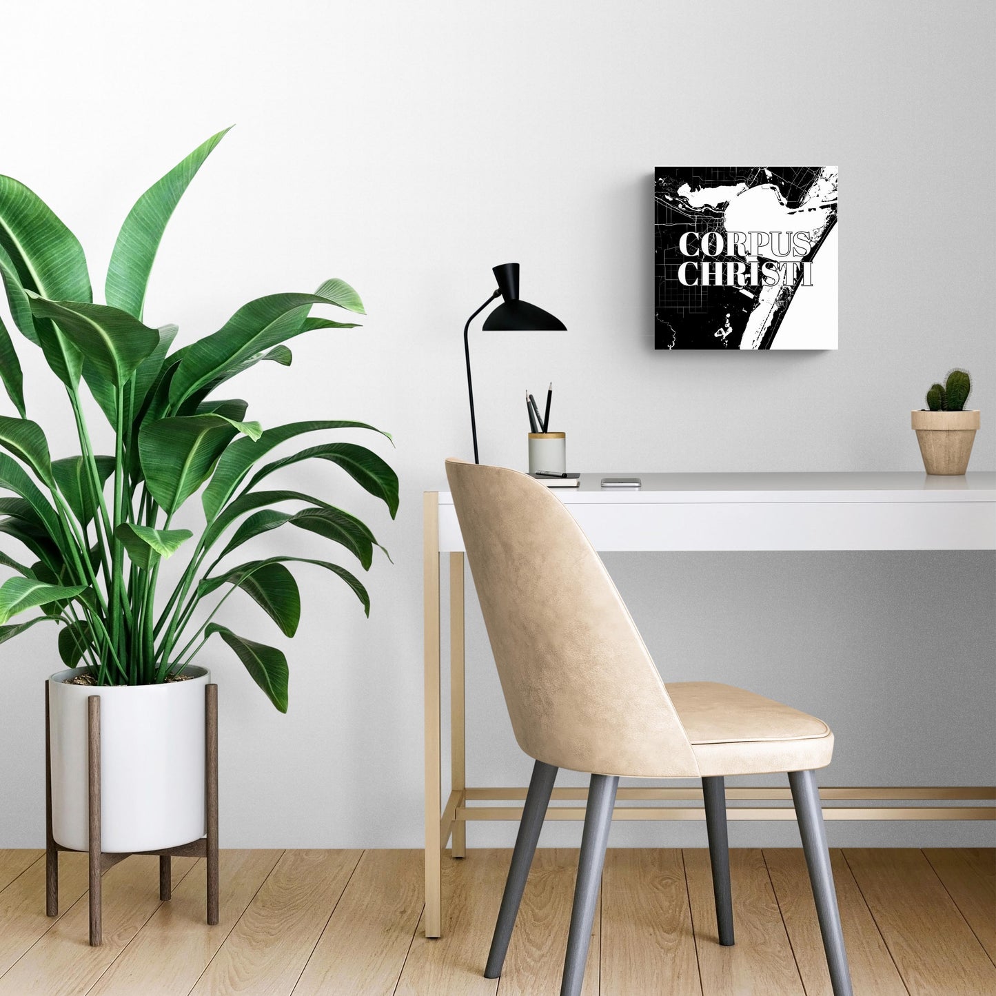 Minimalistic B&W Texas Corpus Christi Map | Wood Sign | Eaches | Min 2
