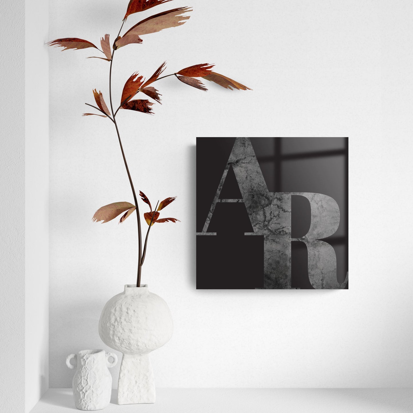 B&W Minimalist Arkansas Black Initials | Hi-Def Glass Art | Eaches | Min 2