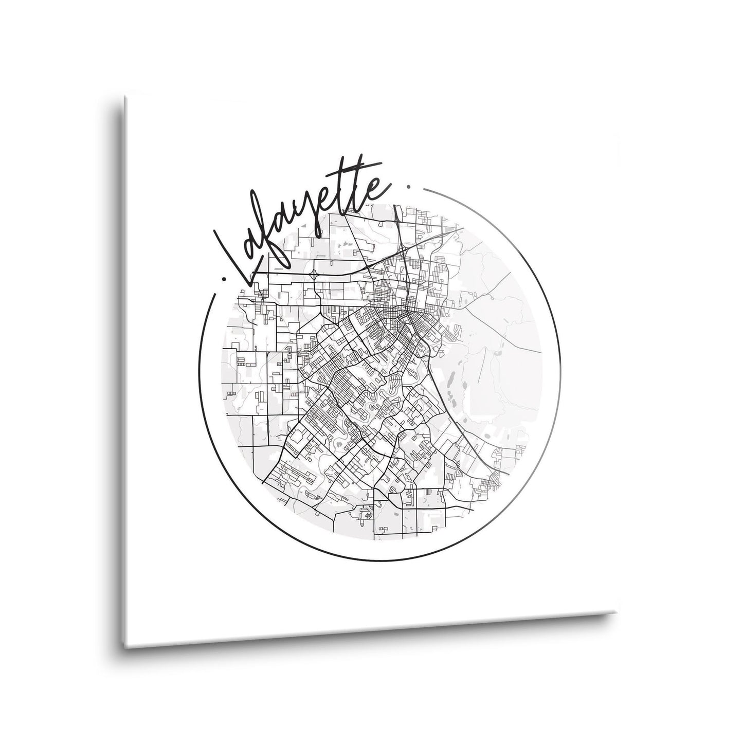 Modern Louisiana Lafayette Circle Map | Hi-Def Glass Art | Eaches | Min 1