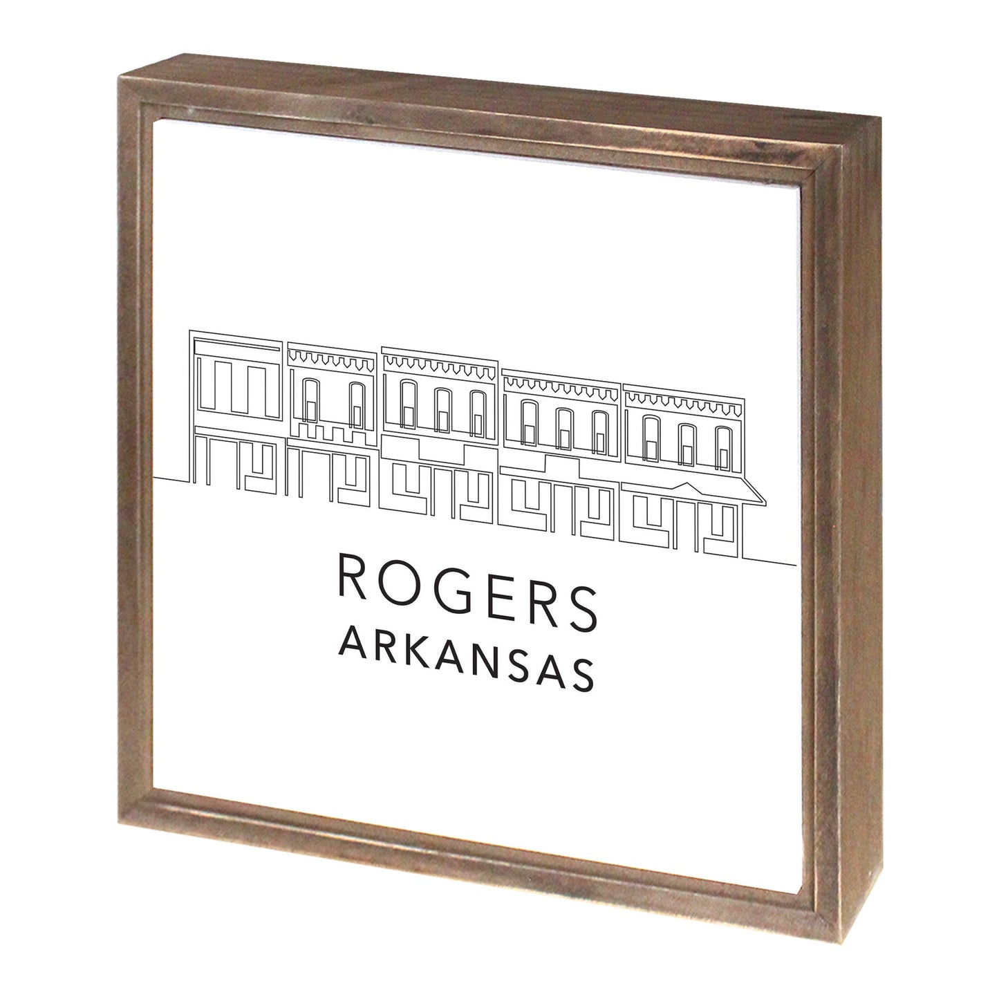 Minimalist B&W Arkansas Rogers Skyline | Wood Sign | Eaches | Min 1