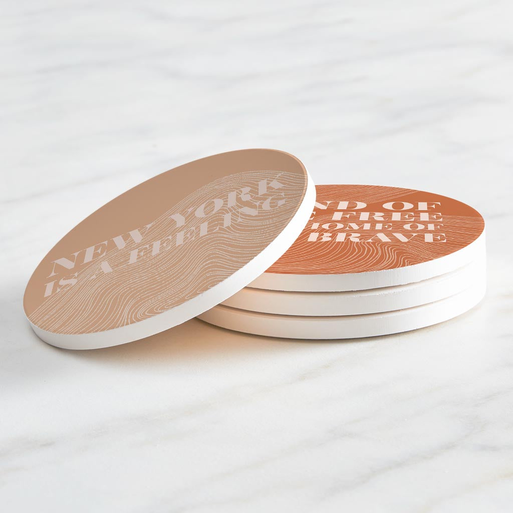 Modern Minimalist New York Quips | Absorbent Coasters | Set of 4 | Min 2
