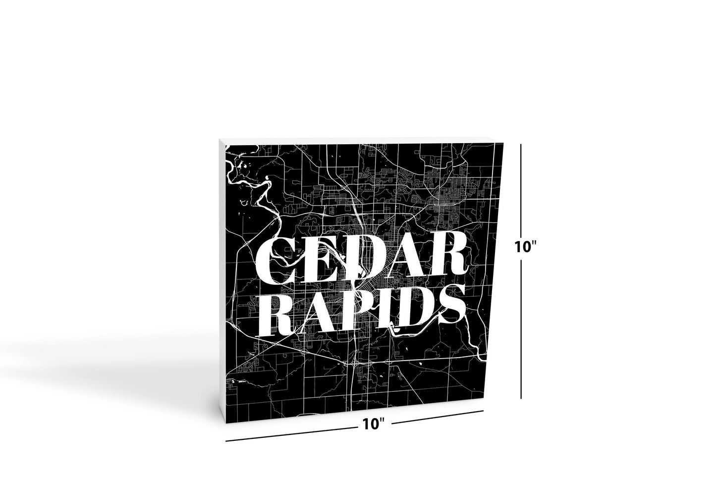 Minimalistic B&W Iowa Cedar Rapids Map | Wood Block | Eaches | Min 2
