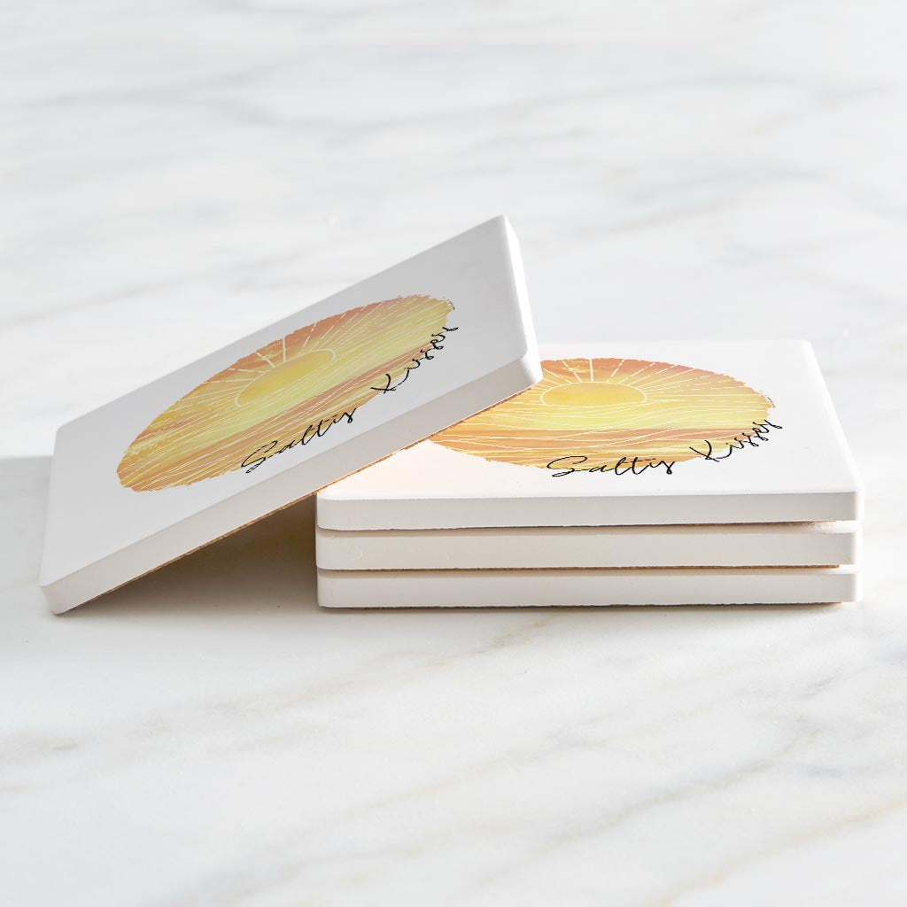 Salty Kisses Orange Art | Absorbent Coasters | Set of 4 | Min 2