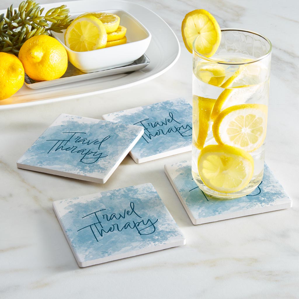 Travel Therapy Water Color | Absorbent Coasters | Set of 4 | Min 2