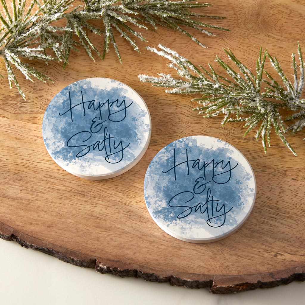 Happy Salty Water Color | Absorbent Car Coasters | Set of 2 | Min 4