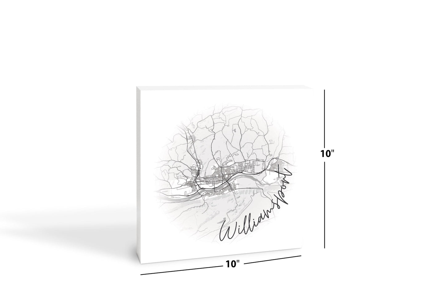 Minimalistic B&W Pennsylvania Williamsport Circle Map | Wood Block | Eaches | Min 2