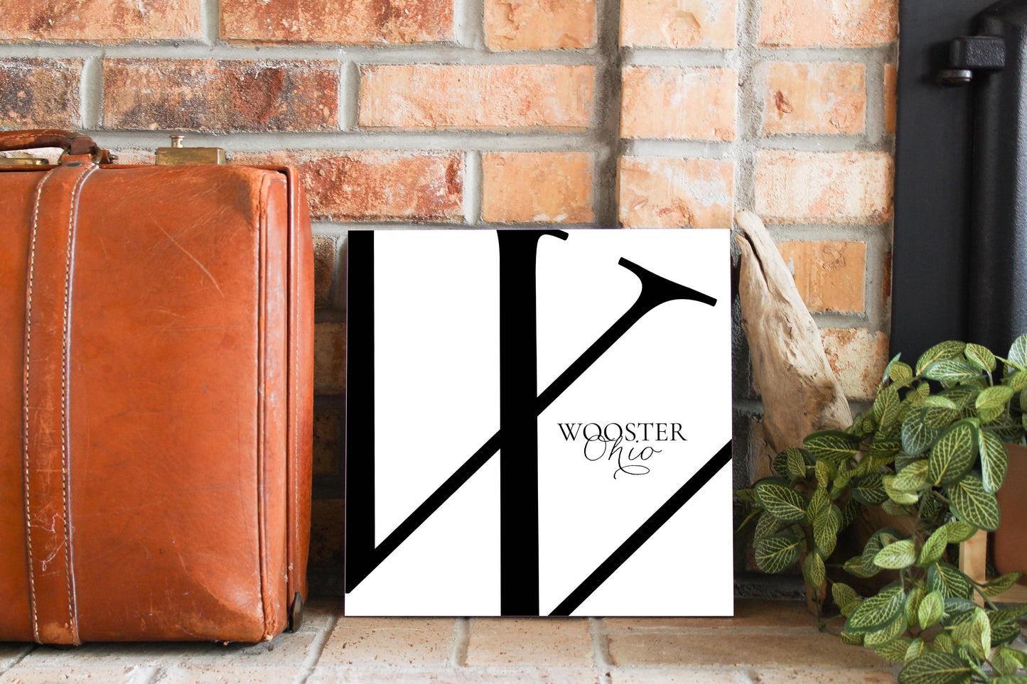 Wooster Oh Minimal Monogram| Wood Sign | Eaches | Min 2