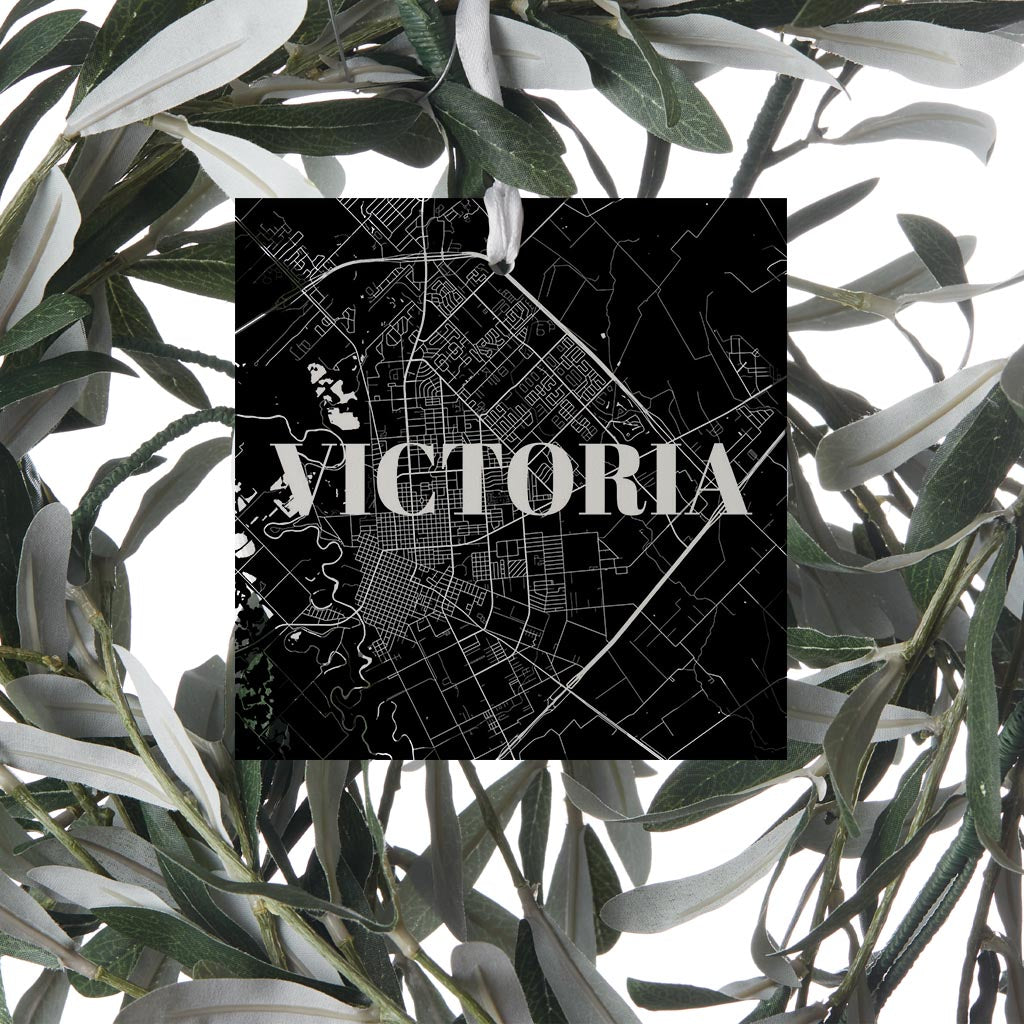 Minimalistic B&W Texas Victoria Map | Wood Ornament | Eaches | Min 6