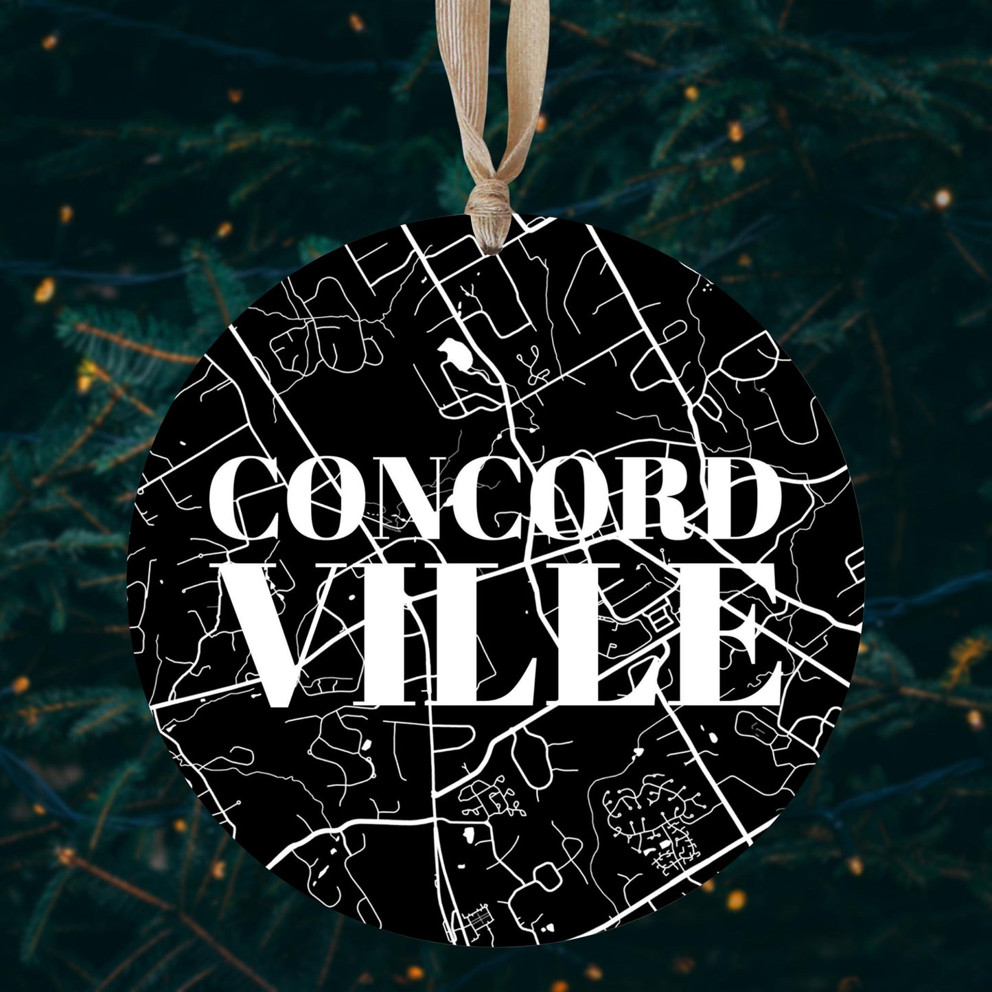 Minimalistic B&W Pennsylvania Concordville Map | Wood Ornament | Eaches | Min 1