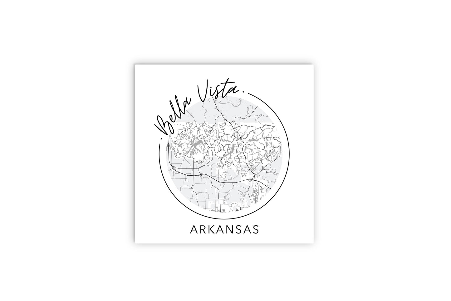 Minimalist B&W Arkansas Bella Vista Circle Map State | Wood Sign | Eaches | Min 2