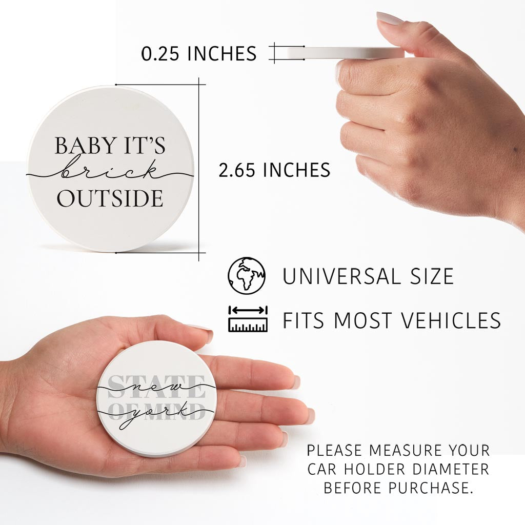 Minimalistic B&W New York Quips | Absorbent Car Coasters | Set of 2 | Min 4