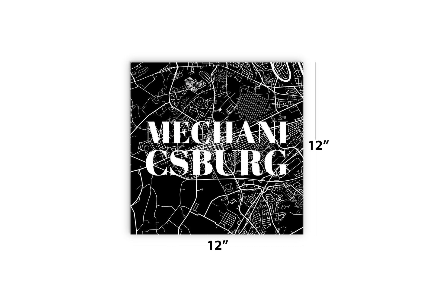 Minimalistic B&W Pennsylvania Mechanicsburg Map | Wood Sign | Eaches | Min 2