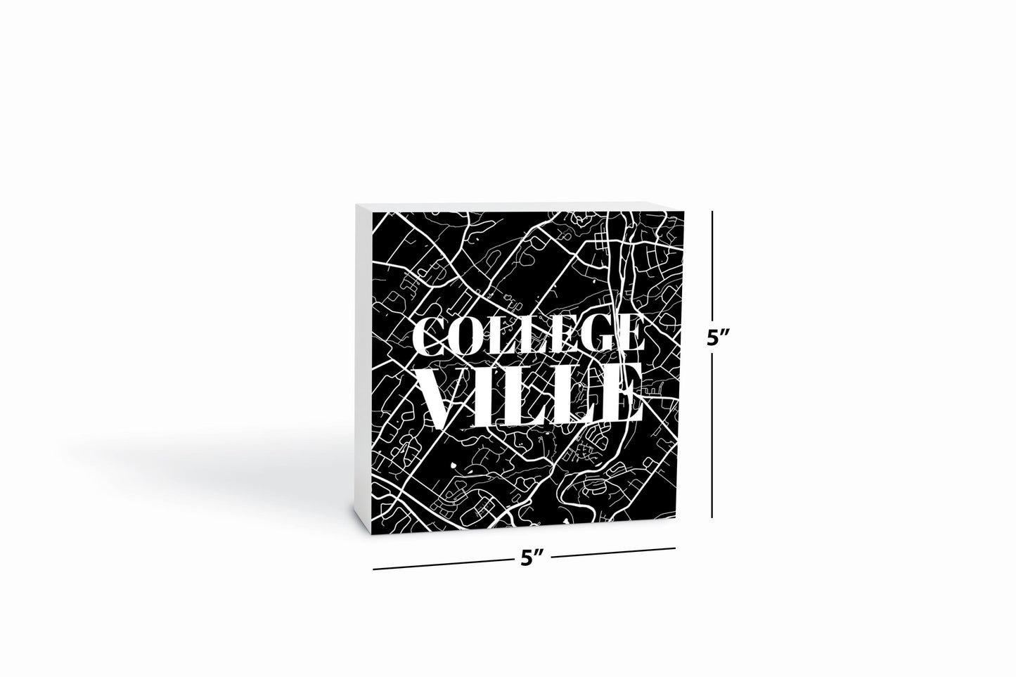 Minimalistic B&W Pennsylvania Collegeville Map | Wood Block | Eaches | Min 4