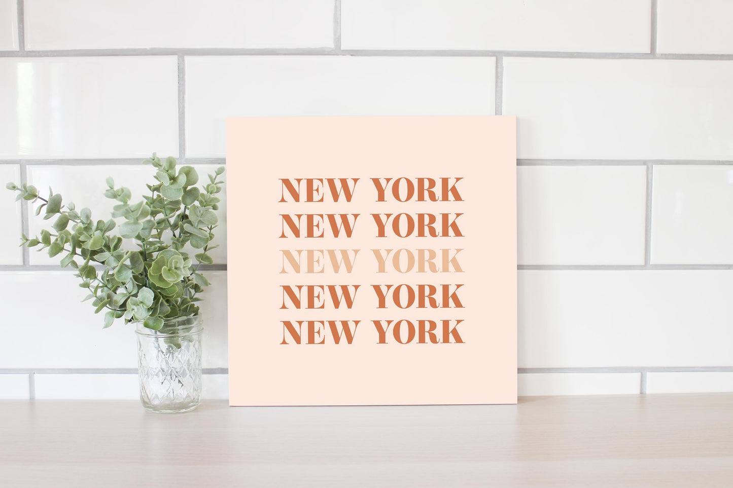 Modern Minimalist New York Repeated Light | Wood Sign | Eaches | Min 2