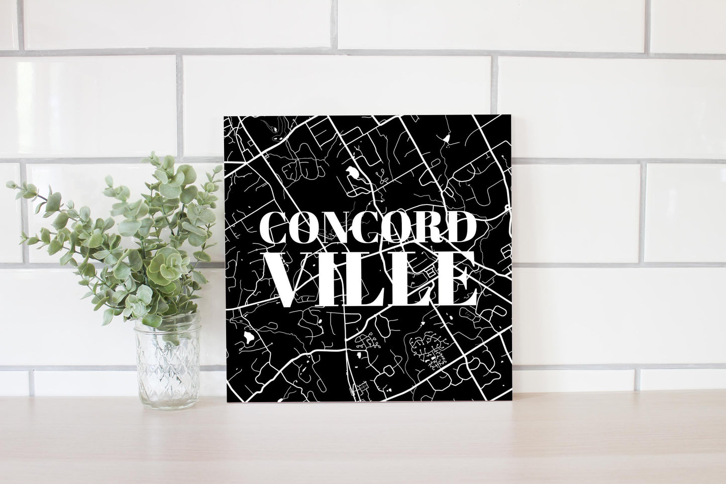 Minimalistic B&W Pennsylvania Concordville Map | Wood Sign | Eaches | Min 2