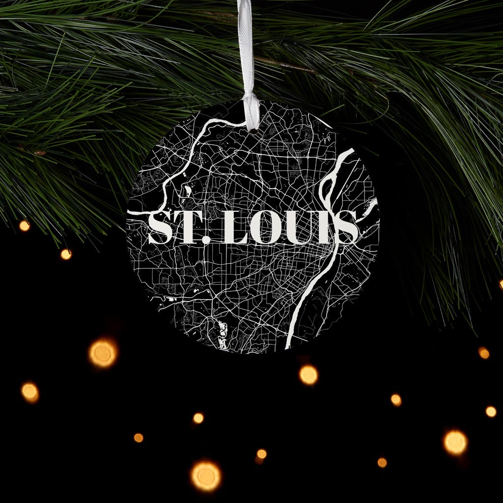 Minimalist B&W Missouri St Louis Map| Wood Ornament | Eaches | Min 6