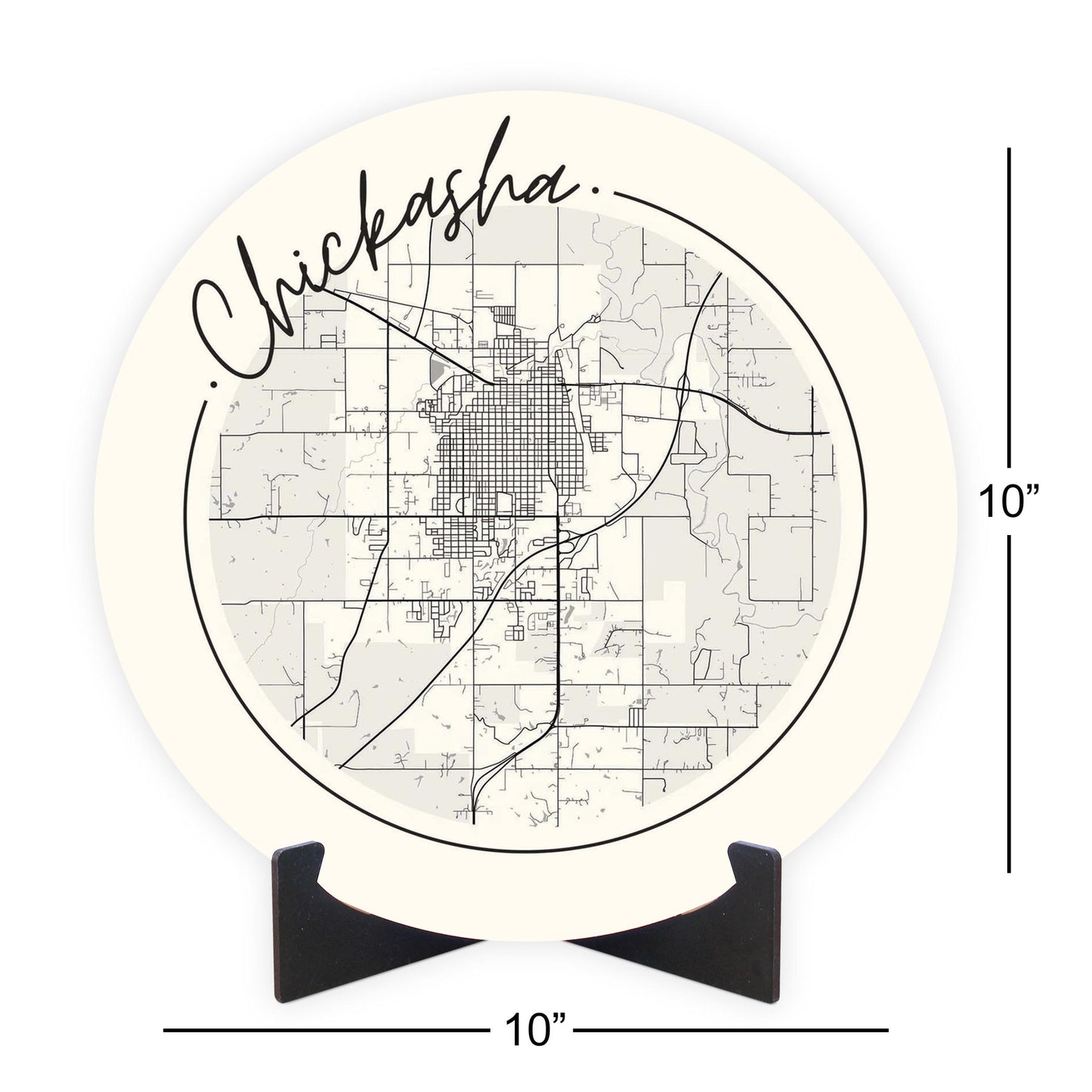 Modern Minimalist Oklahoma Chickasha Map | Wood Sign | Eaches | Min 1