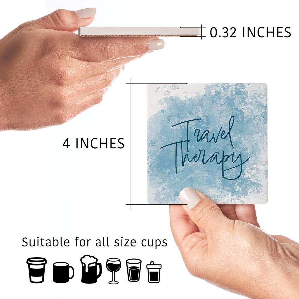 Travel Therapy Water Color | Absorbent Coasters | Set of 4 | Min 2