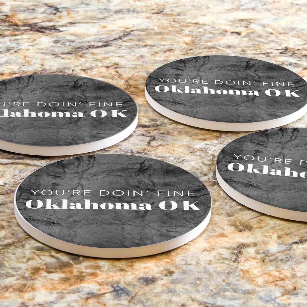 Modern Oklahoma Ok Saying| Absorbent Coasters | Set of 4 | Min 2