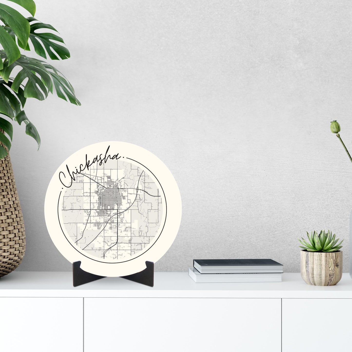 Modern Minimalist Oklahoma Chickasha Map | Wood Sign | Eaches | Min 1