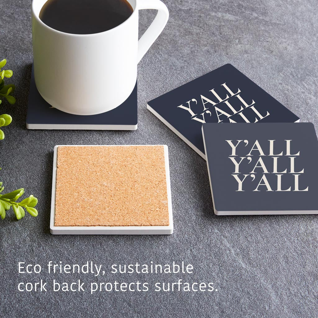 Modern Minimalist Texas Yall | Absorbent Coasters | Set of 4 | Min 2