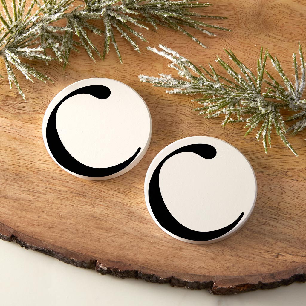 Minimalist Monogram C Circle | Absorbent Car Coasters | Set of 2 | Min 4