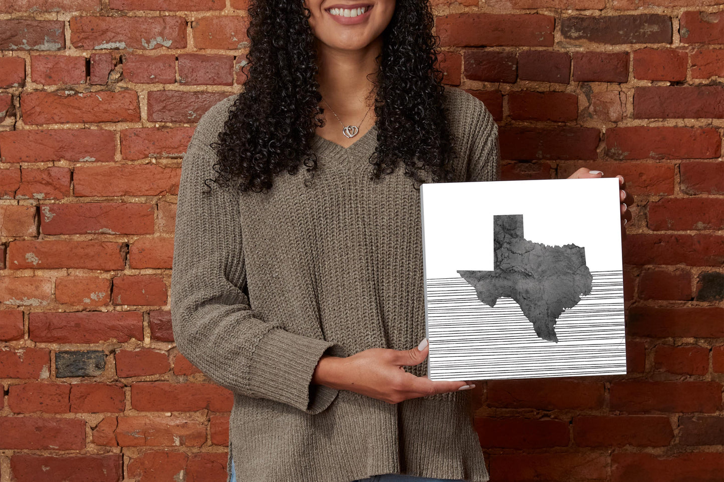 Modern Texas State Shape With Straight Lines | Wood Block | Eaches | Min 2
