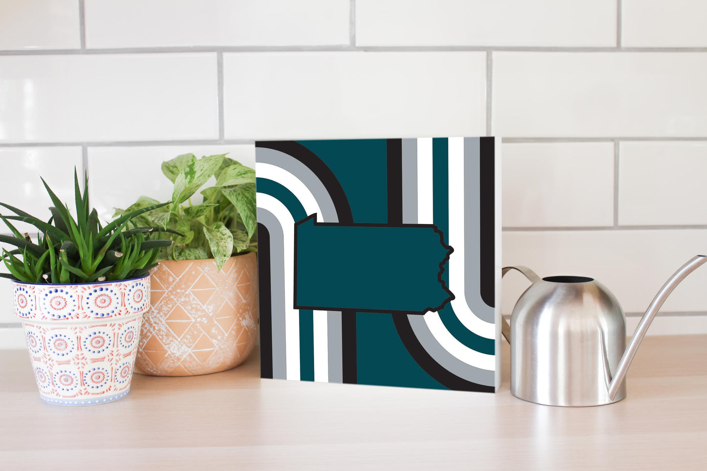 Modern Minimalist Pennsylvania Retro Shape | Wood Block | Eaches | Min 2