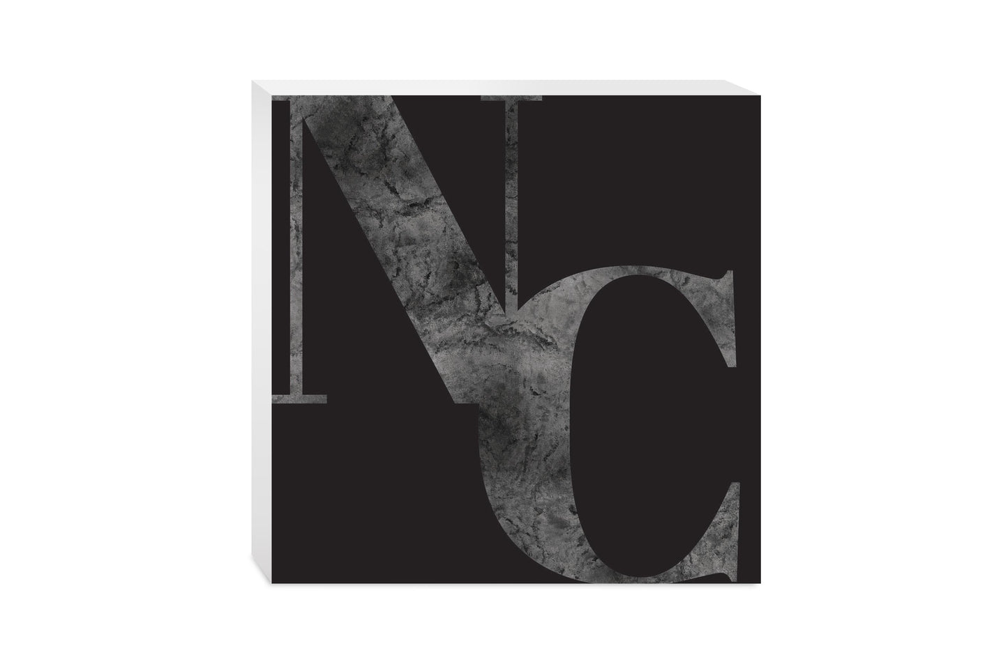 Minimalistic B&W North Carolina Black Initials | Wood Block | Eaches | Min 2