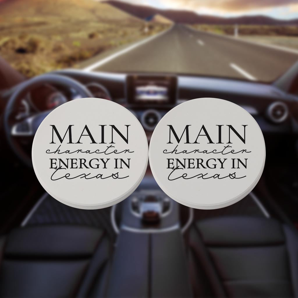 Modern Main Character Energy In Texas| Absorbent Car Coasters | Set of 2 | Min 4