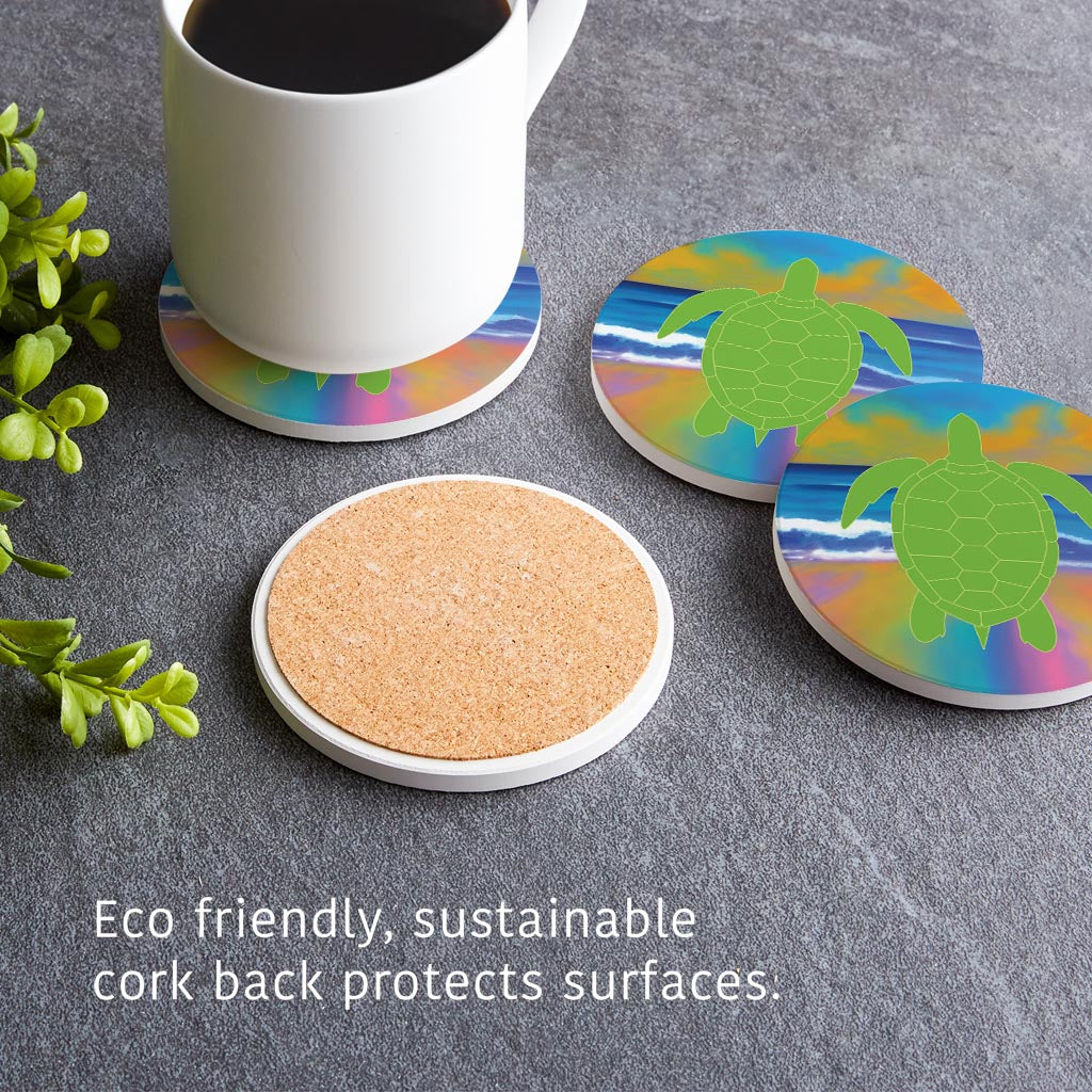 Florida Green Sea Turtle Icon| Absorbent Coasters | Set of 4 | Min 2