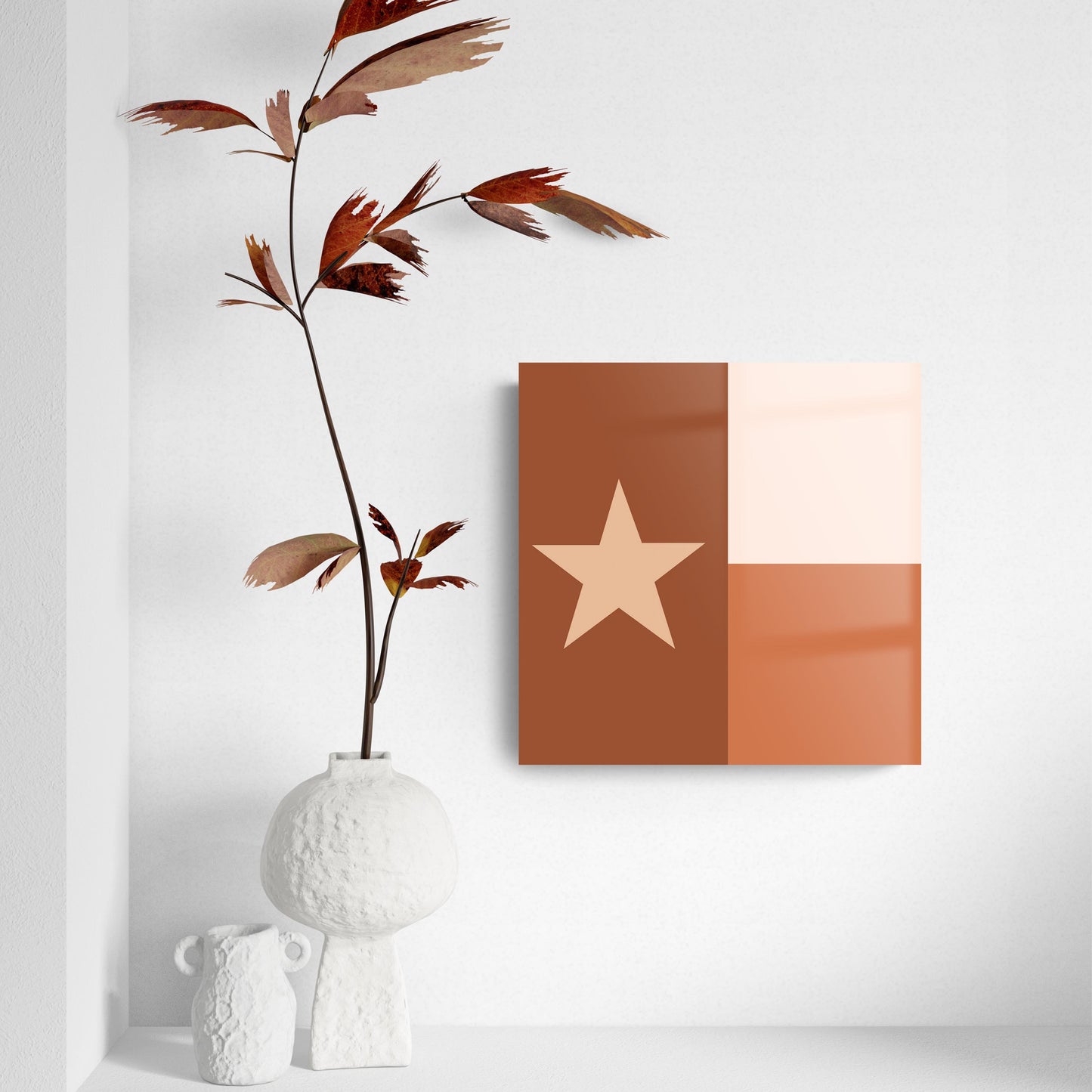 Modern Minimalist Texas State Flag | Hi-Def Glass Art | Eaches | Min 2